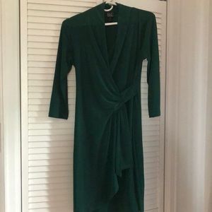 Clara Suwoo dress dark green, twisted wrap. Excellent condition